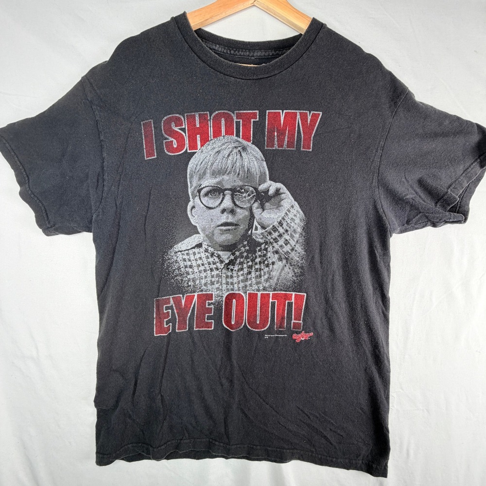 A Christmas Story Ralphie I Shot My Eye Out Graphic T-Shirt Mens Large Black